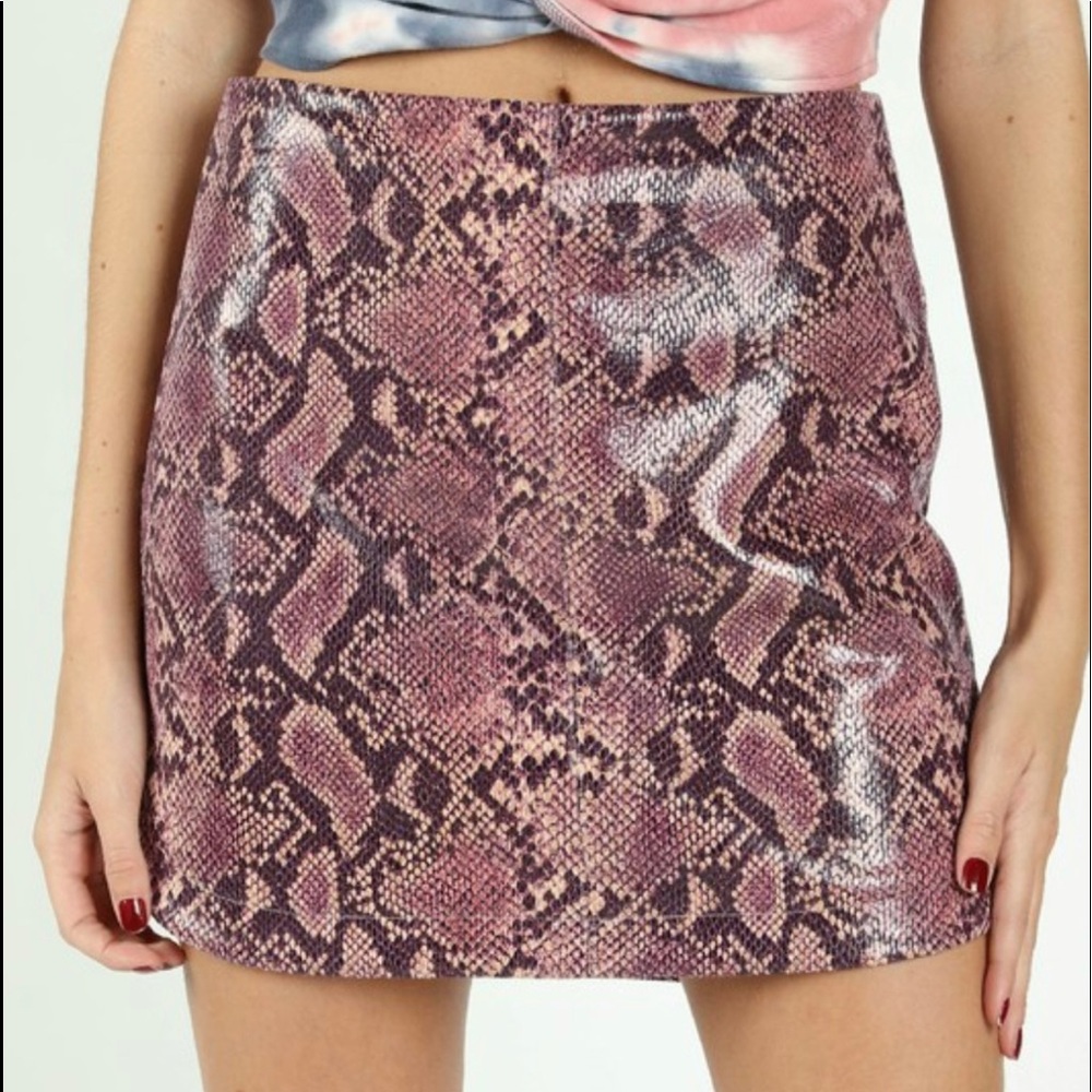 purple snake skin mini skirt